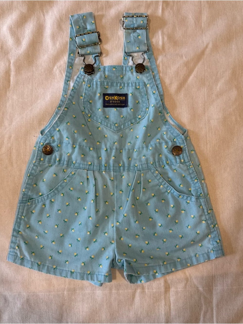 Vintage OshKosh B'gosh Short Overalls Size 18 Months Floral